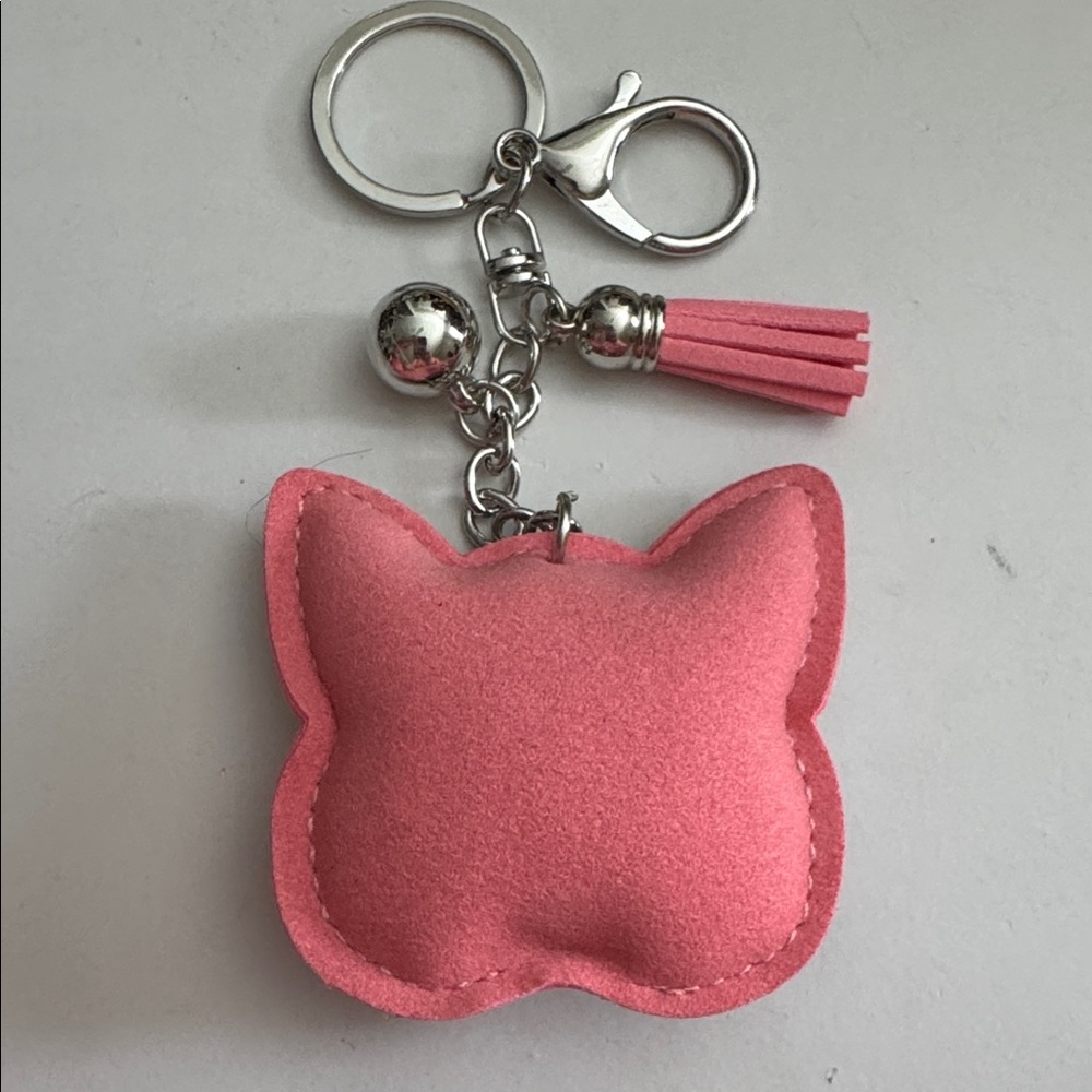 Pink Rhinestone Cat Keychain - Picture 2 of 2